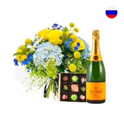 Wine Chocolate Flower Gift to Russia v4