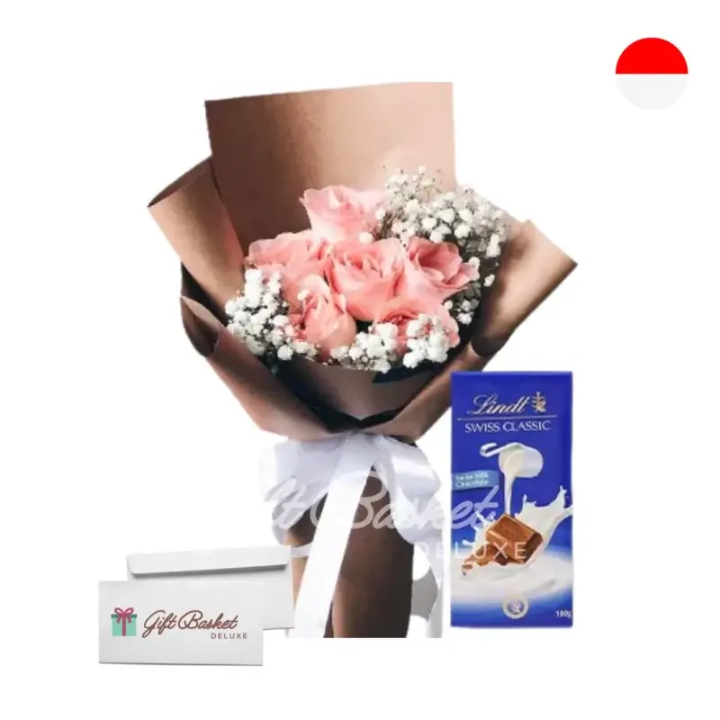 Flower bouquet and chocolate gift