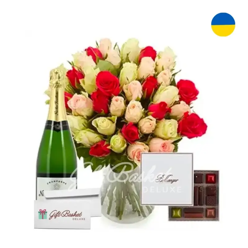 wine, chocolates and wine gift to Ukraine